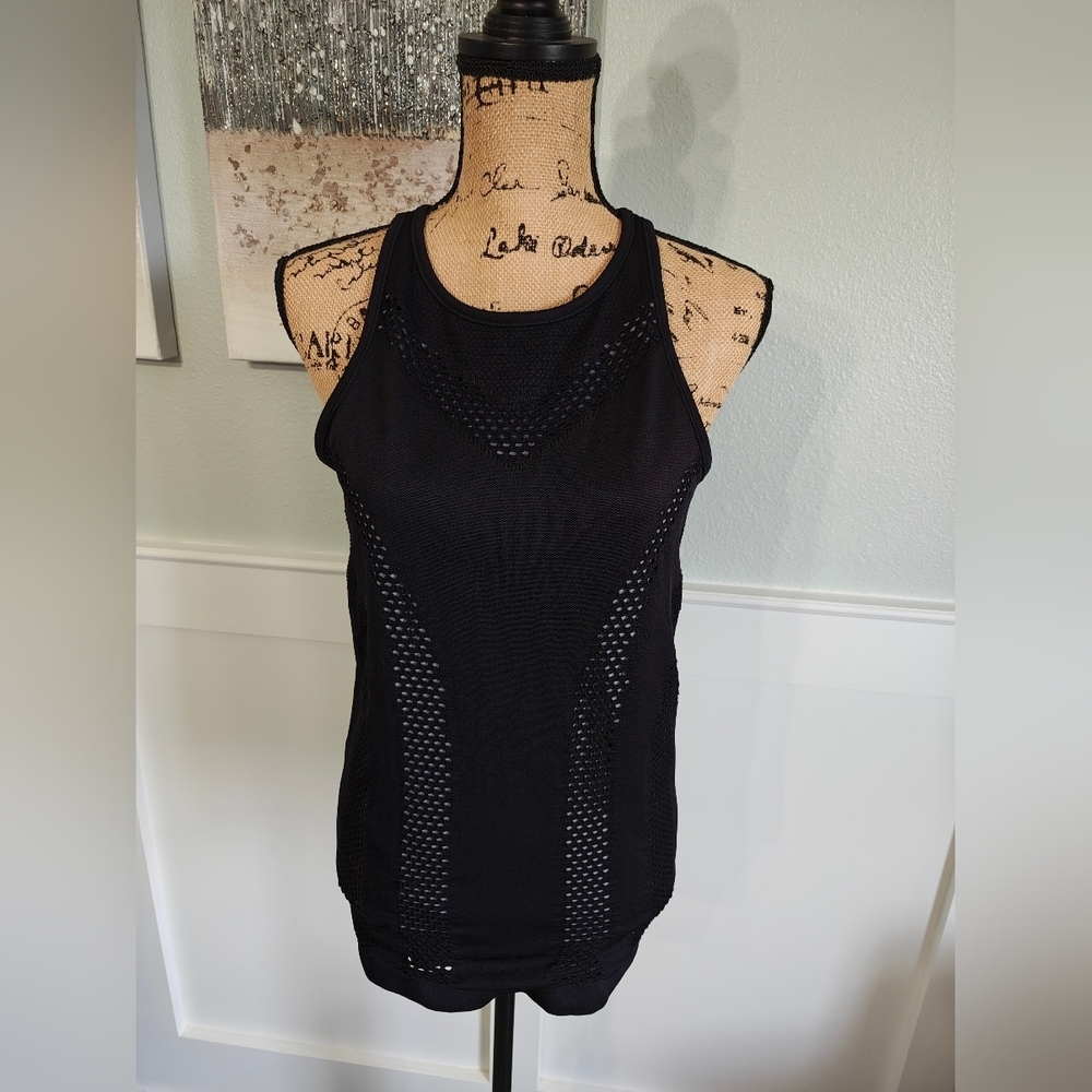 Athleta Black Perforated Racerback Tank Top M
